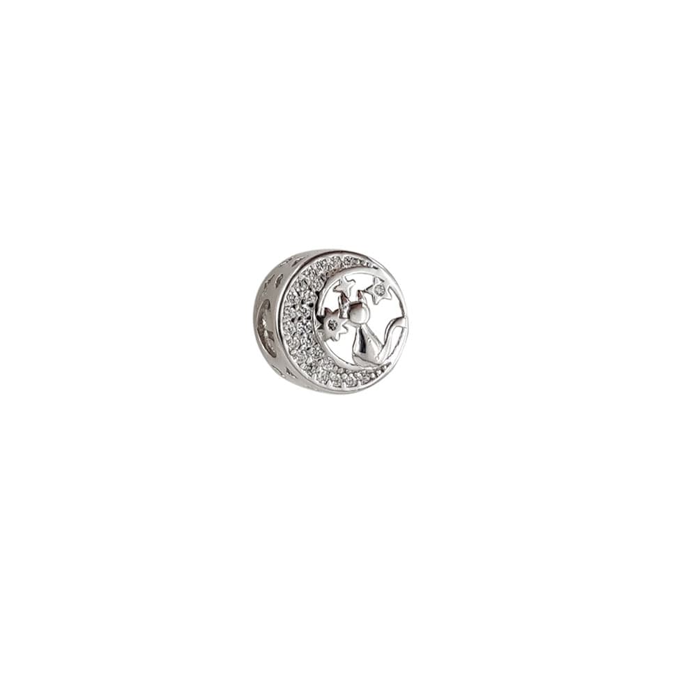 Talisman argint pisicuta si semiluna
