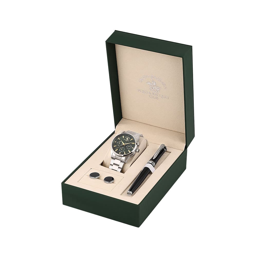 Santa Barbara Polo Gift Set - Ceas Barbatesc Quartz Argintiu SB.1.10678-4