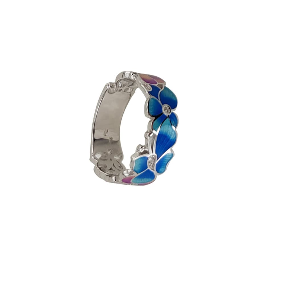 Inel argint multicolor email Frey