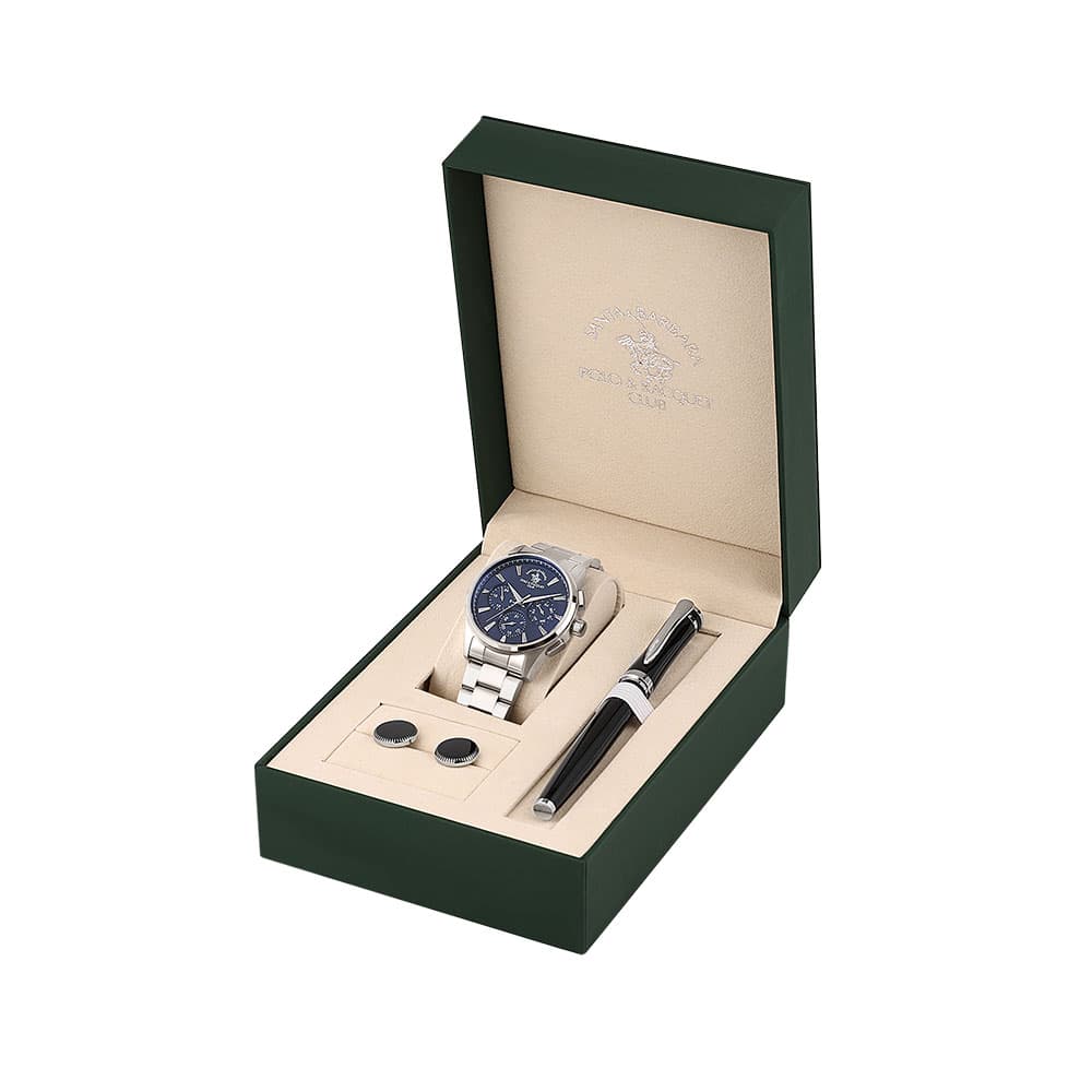 Santa Barbara Polo Gift Set - Ceas Barbatesc Quartz Argintiu SB.1.10678-3