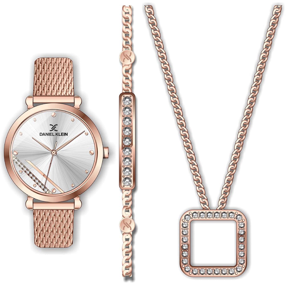 Daniel Klein Gift Set - Ceas Dama Quartz Auriu Rose DK.1.13172.5