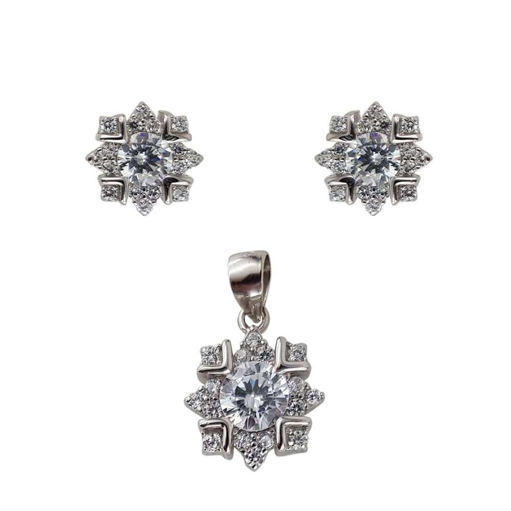 Set argint flori cu zirconii Daleyza