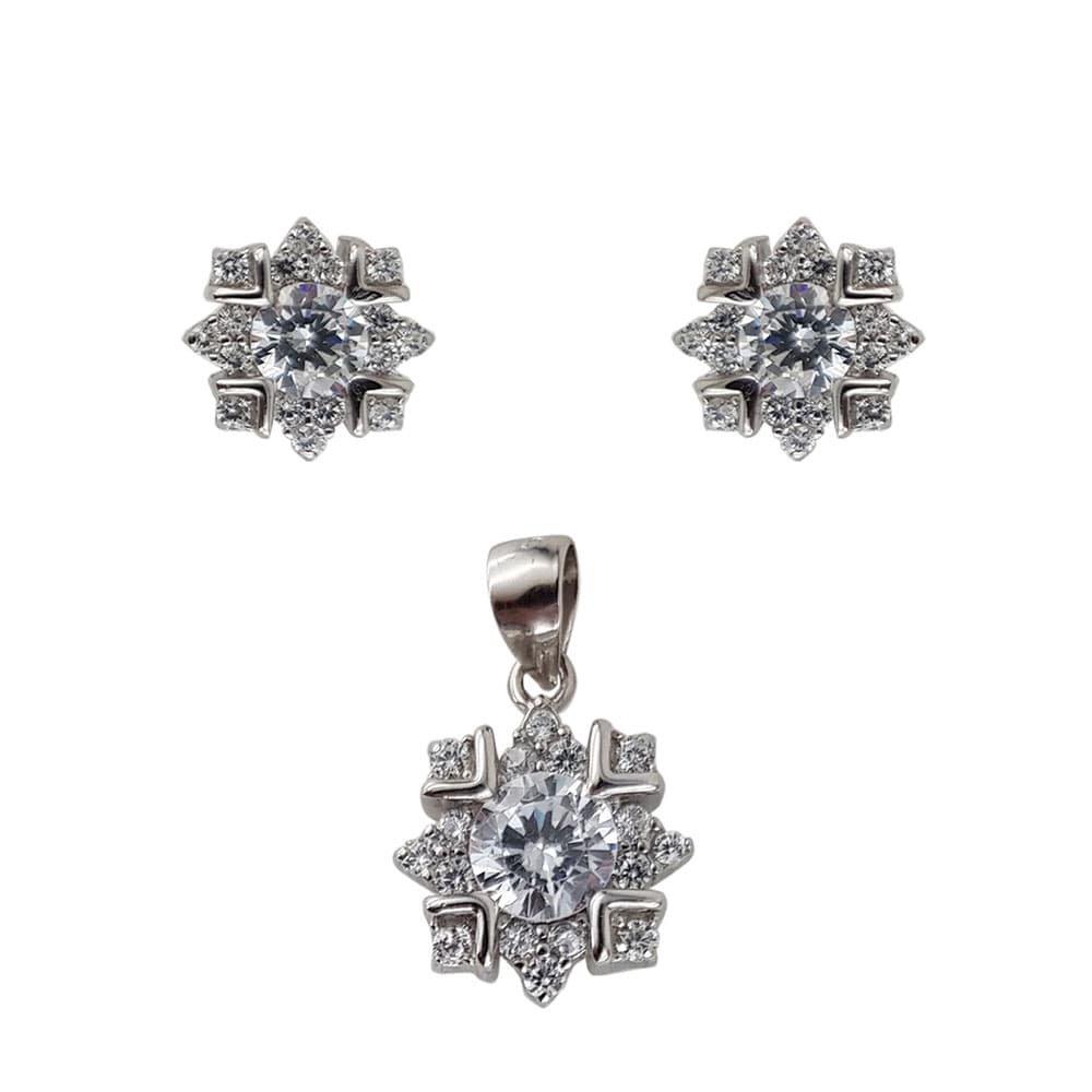 Set argint flori cu zirconii Daleyza