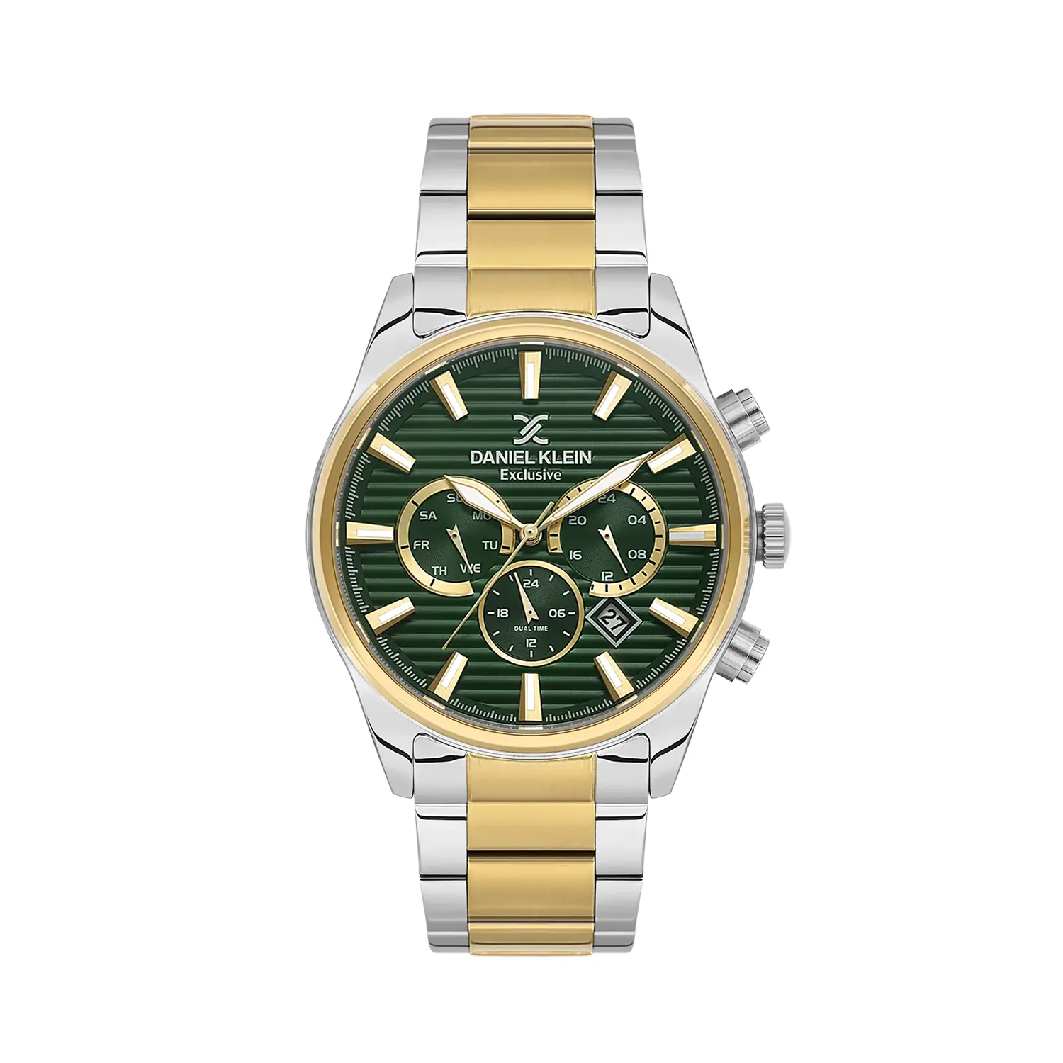 Daniel Klein Exclusive DK.6.14443-4 - Ceas barbatesc quartz verde, auriu si argintiu