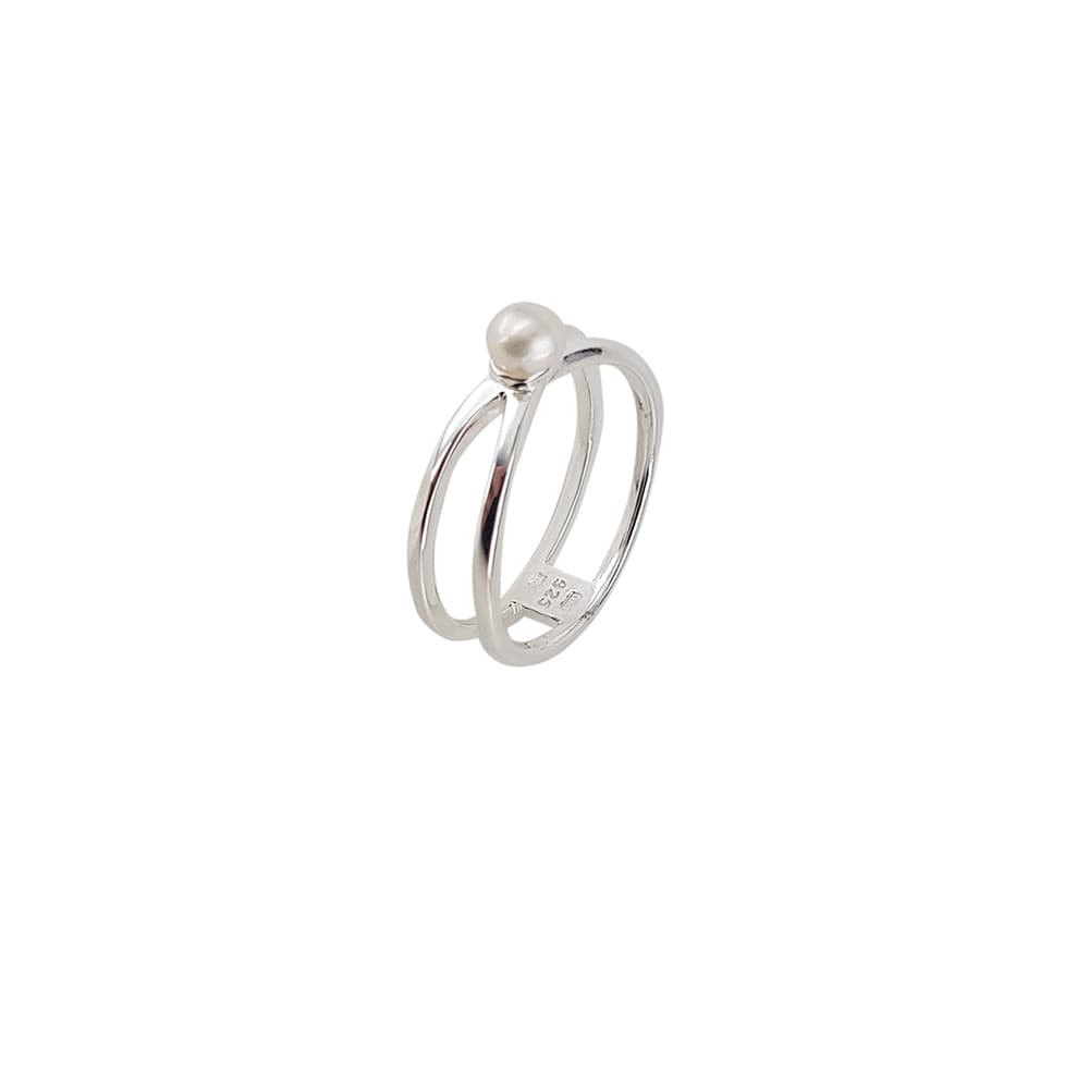 Inel argint trendy cu perla de cultura, marime 54
